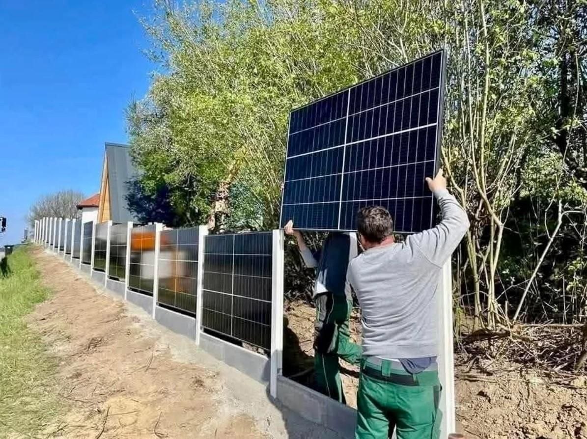 Ogrodzenie solarne — montaż panelu bifacjalnego